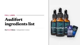 Audifort ingredients list guide: a three-bottle Audifort dropper package with two bonus e-books on a light panel