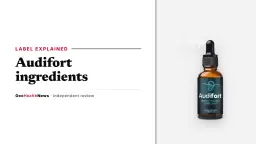 Audifort ingredients guide: a single Audifort dropper bottle with a dark teal label on a light grey panel