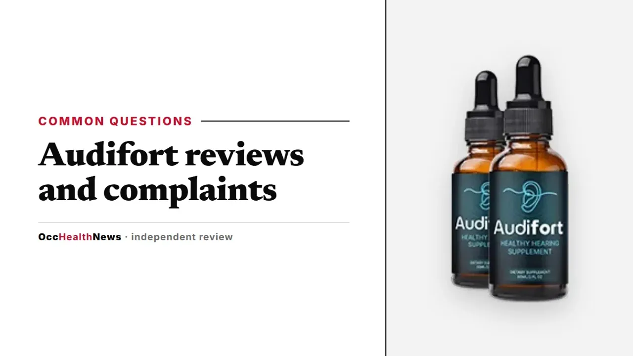 Audifort reviews and complaints: a two-bottle Audifort dropper package on a light grey panel