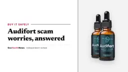 Audifort scam worries answered: a two-bottle Audifort dropper package on a light grey panel