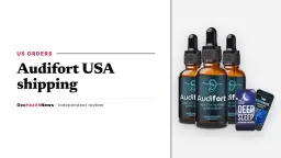 Audifort USA shipping guide: a three-bottle Audifort dropper package with two bonus e-books on a light grey panel