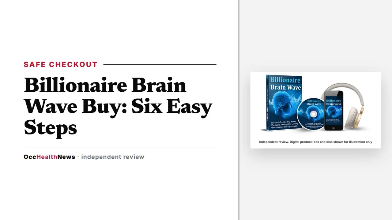 Billionaire Brain Wave buy: seller's mockup of the audio with a phone and headphones
