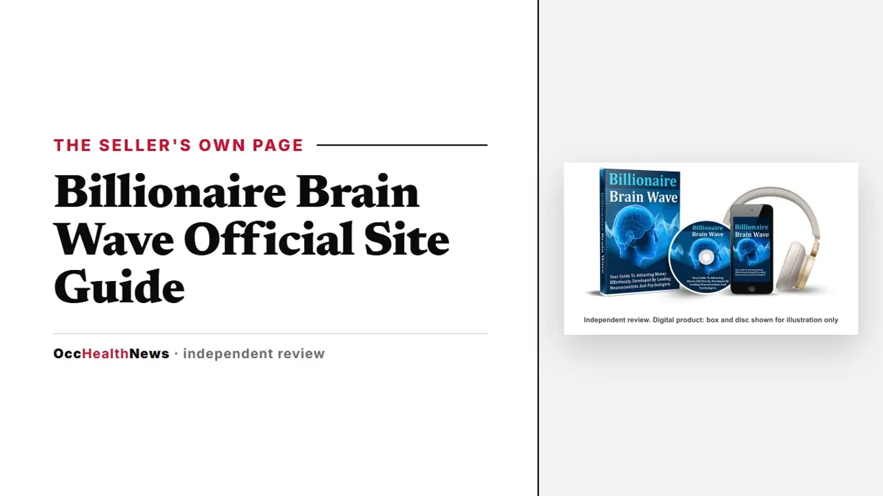 Billionaire Brain Wave official site: seller's mockup of the audio with a phone and headphones