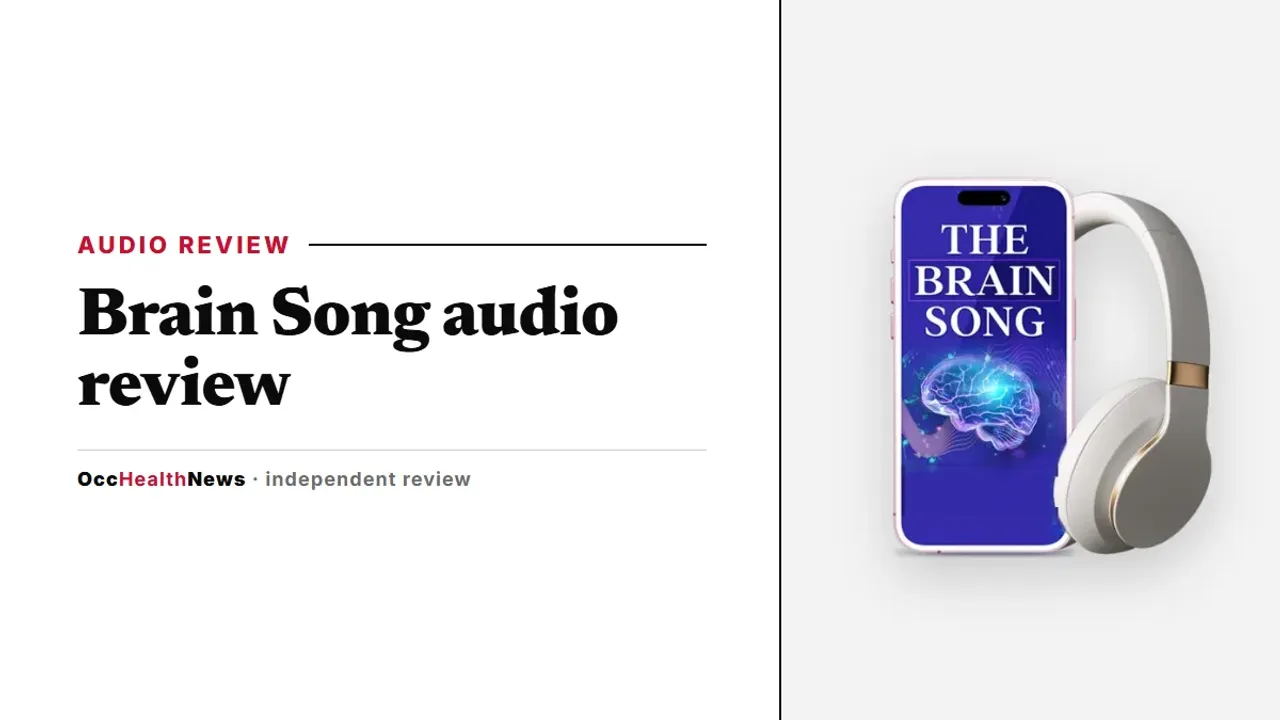 Brain Song audio review: The Brain Song on a phone beside headphones, shown in the seller's mockup