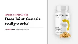 Does Joint Genesis really work: a Joint Genesis bottle by BioDynamix with capsules on a light grey panel