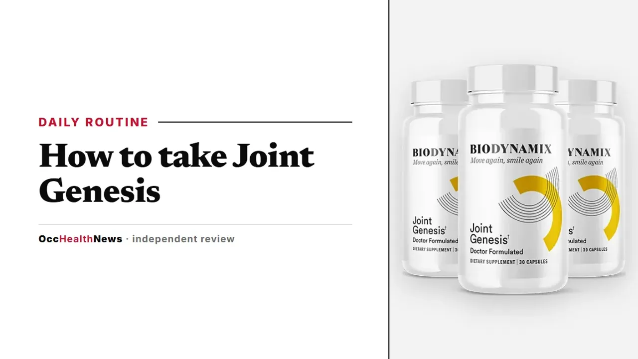 How to take Joint Genesis: a three-bottle Joint Genesis package by BioDynamix on a light grey panel
