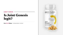 Is Joint Genesis legit: a Joint Genesis bottle by BioDynamix with capsules on a light grey panel