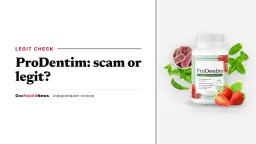 Is ProDentim a scam or legit: a ProDentim bottle with strawberries and mint artwork beside its supplement label