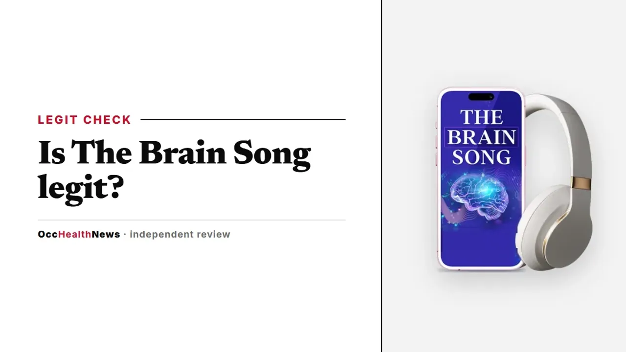 Is The Brain Song legit: The Brain Song audio shown on a phone with headphones in the seller's mockup