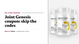 Joint Genesis coupon guide: a three-bottle Joint Genesis package by BioDynamix on a light grey panel