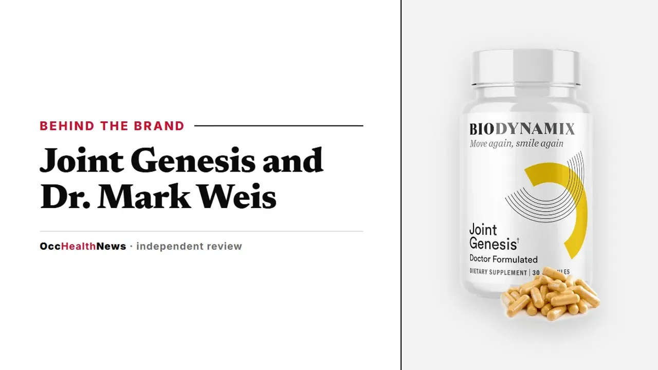 Joint Genesis and Dr. Mark Weis: a Joint Genesis bottle labeled Doctor Formulated by BioDynamix on a light grey panel