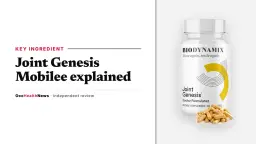 Joint Genesis Mobilee guide: a Joint Genesis bottle by BioDynamix with capsules on a light grey panel