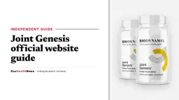 Joint Genesis official website guide: a two-bottle Joint Genesis package by BioDynamix on a light grey panel