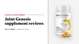 Joint Genesis supplement reviews: a Joint Genesis capsule bottle by BioDynamix with loose capsules