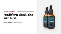 Official Audifort site checklist: a two-bottle Audifort dropper package on a light grey panel