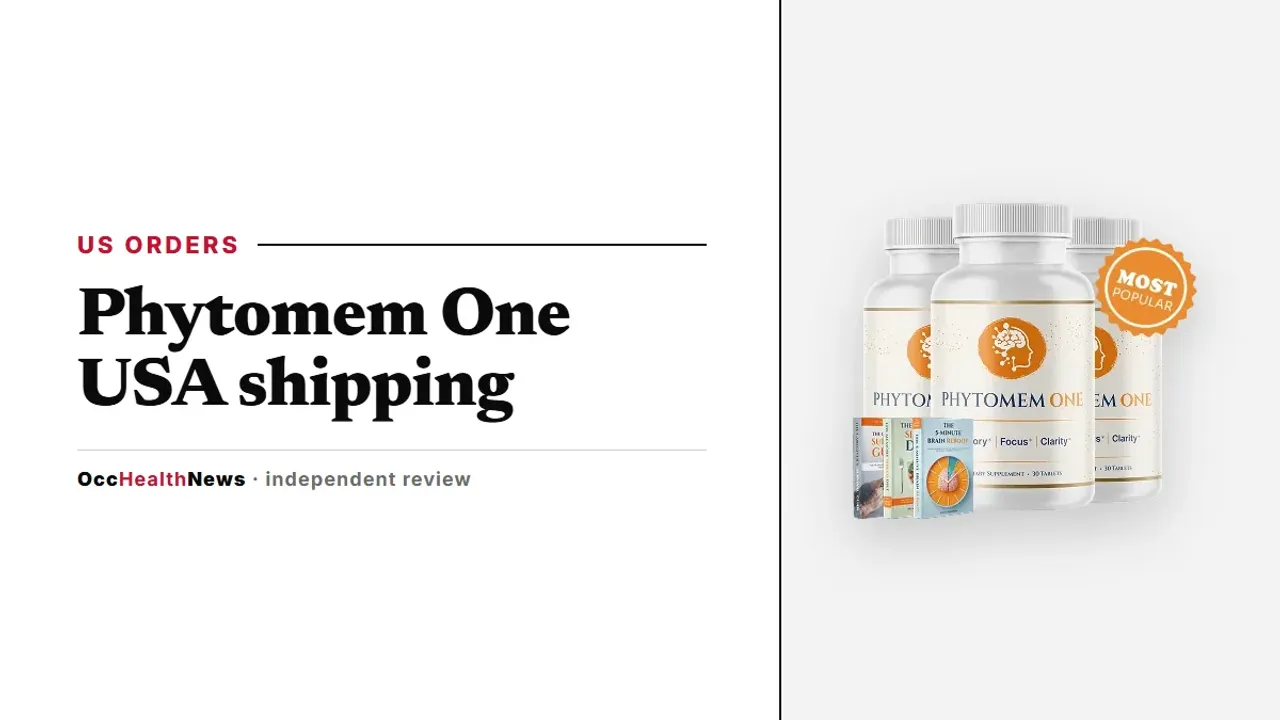 Phytomem One USA shipping guide: a three-bottle Phytomem One package with bonus books on a clean grey background