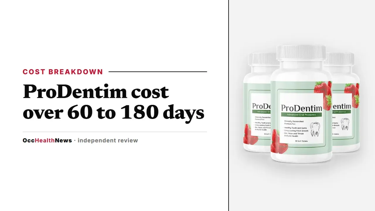 ProDentim cost guide: a three-bottle ProDentim pack with the strawberry and mint label design
