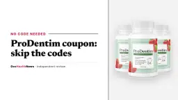 ProDentim coupon guide: a three-bottle ProDentim pack with strawberry and mint artwork on a grey background