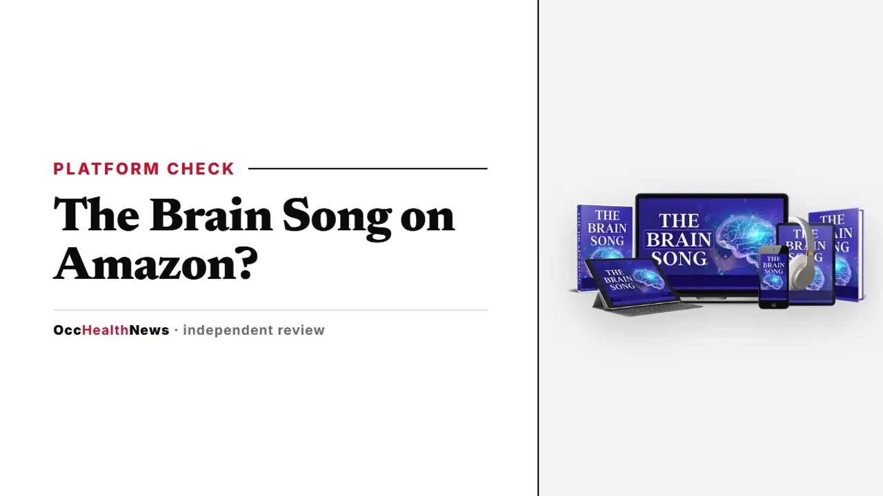 The Brain Song Amazon question: The Brain Song audio on a phone with headphones in the seller's mockup