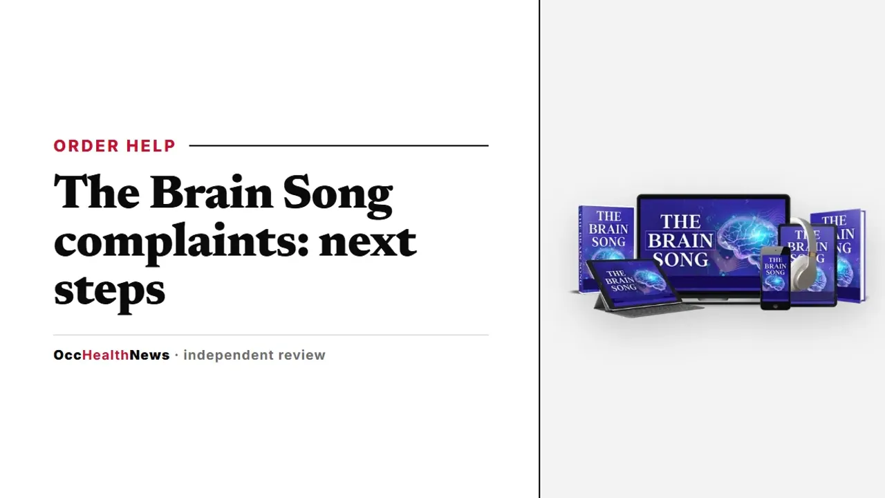 The Brain Song complaints guide: The Brain Song audio on a phone with headphones in the seller's mockup