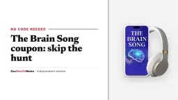 The Brain Song coupon guide: The Brain Song audio on a phone with headphones in the seller's mockup