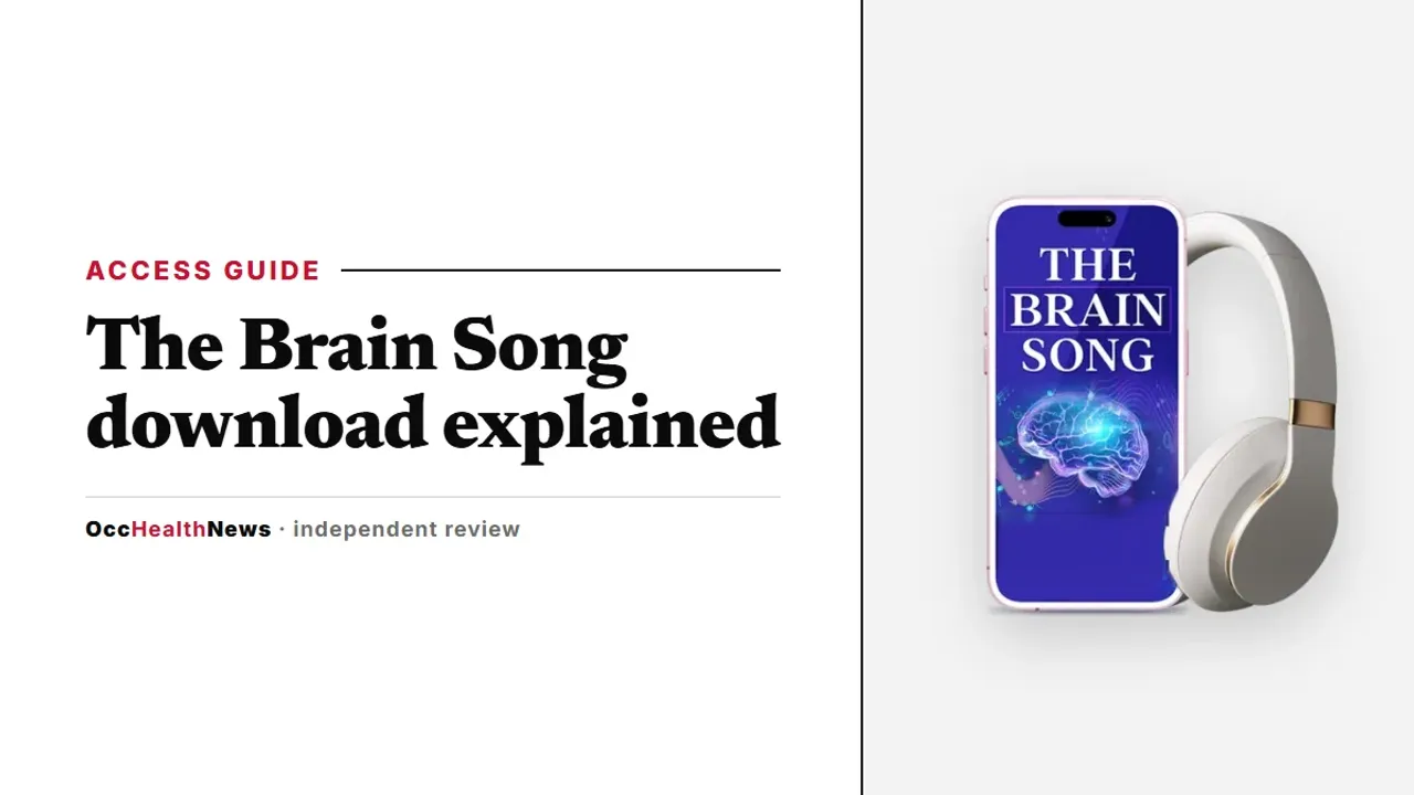 The Brain Song download guide: The Brain Song audio on a phone with headphones in the seller's mockup