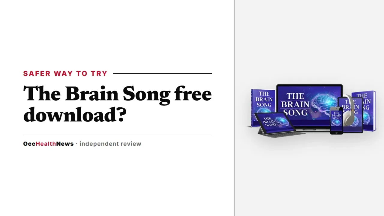 The Brain Song free download guide: The Brain Song audio on a phone with headphones in the seller's mockup