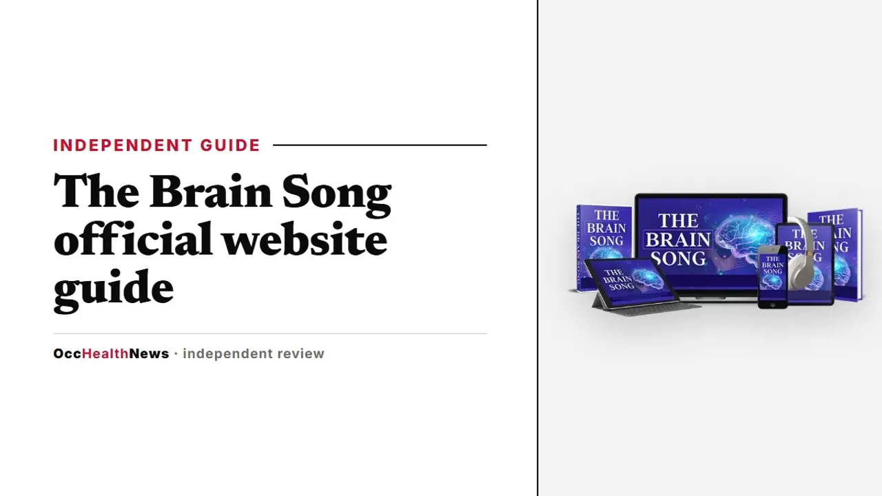 The Brain Song official website guide: The Brain Song audio on a phone with headphones in the seller's mockup