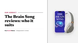 The Brain Song reviews: the seller's mockup of The Brain Song audio on a phone with headphones