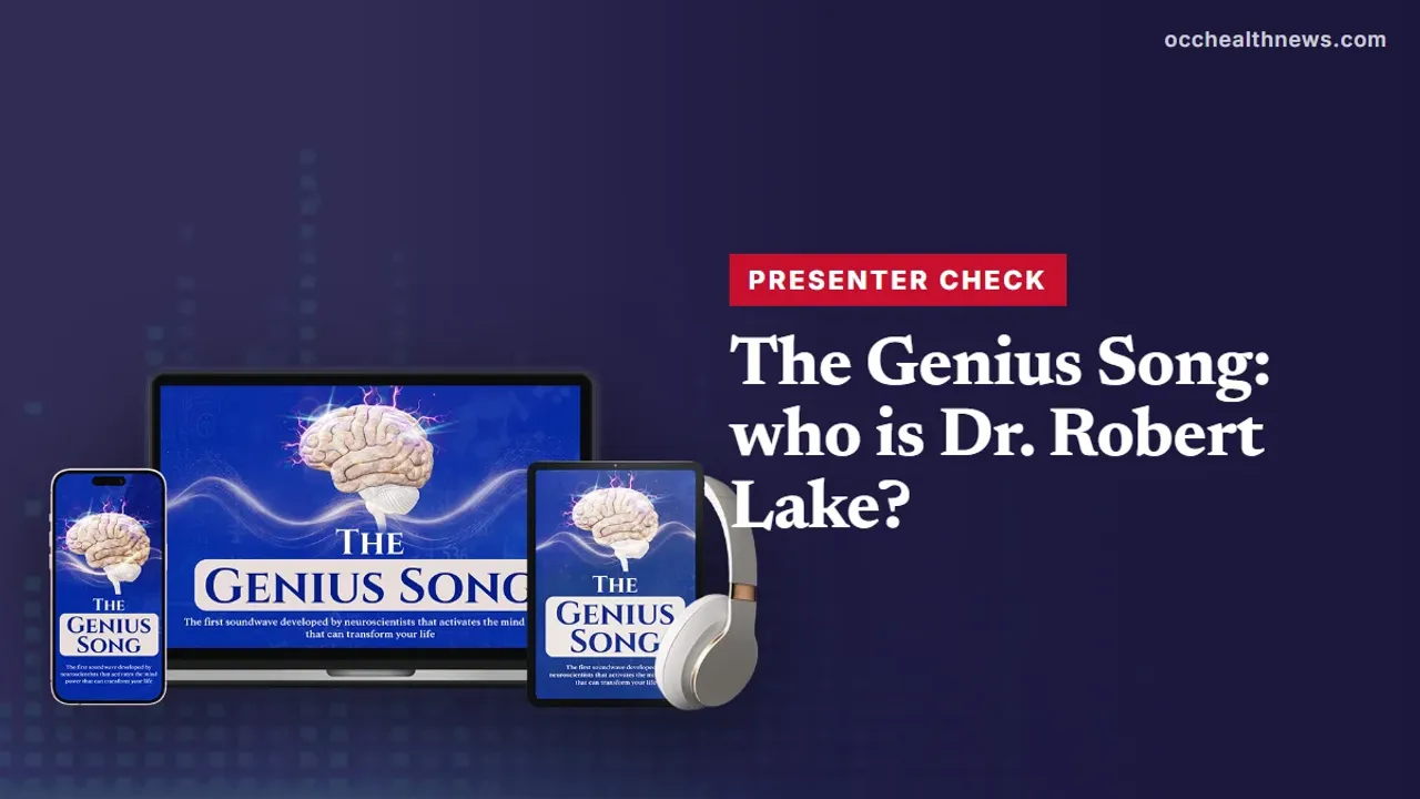 The Genius Song by Dr Lake: seller's device mockup of the audio track on a dark navy equaliser background