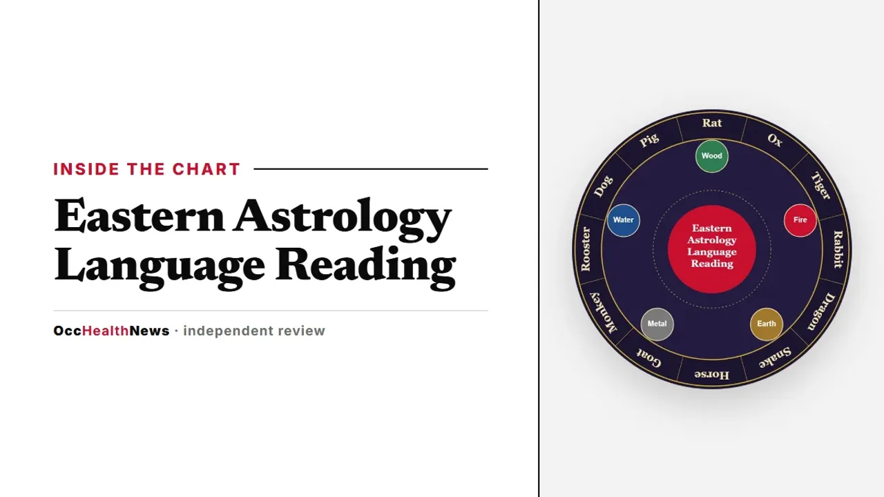 Eastern Astrology Language Reading: our illustrated Eastern zodiac wheel with the 12 animals and five elements