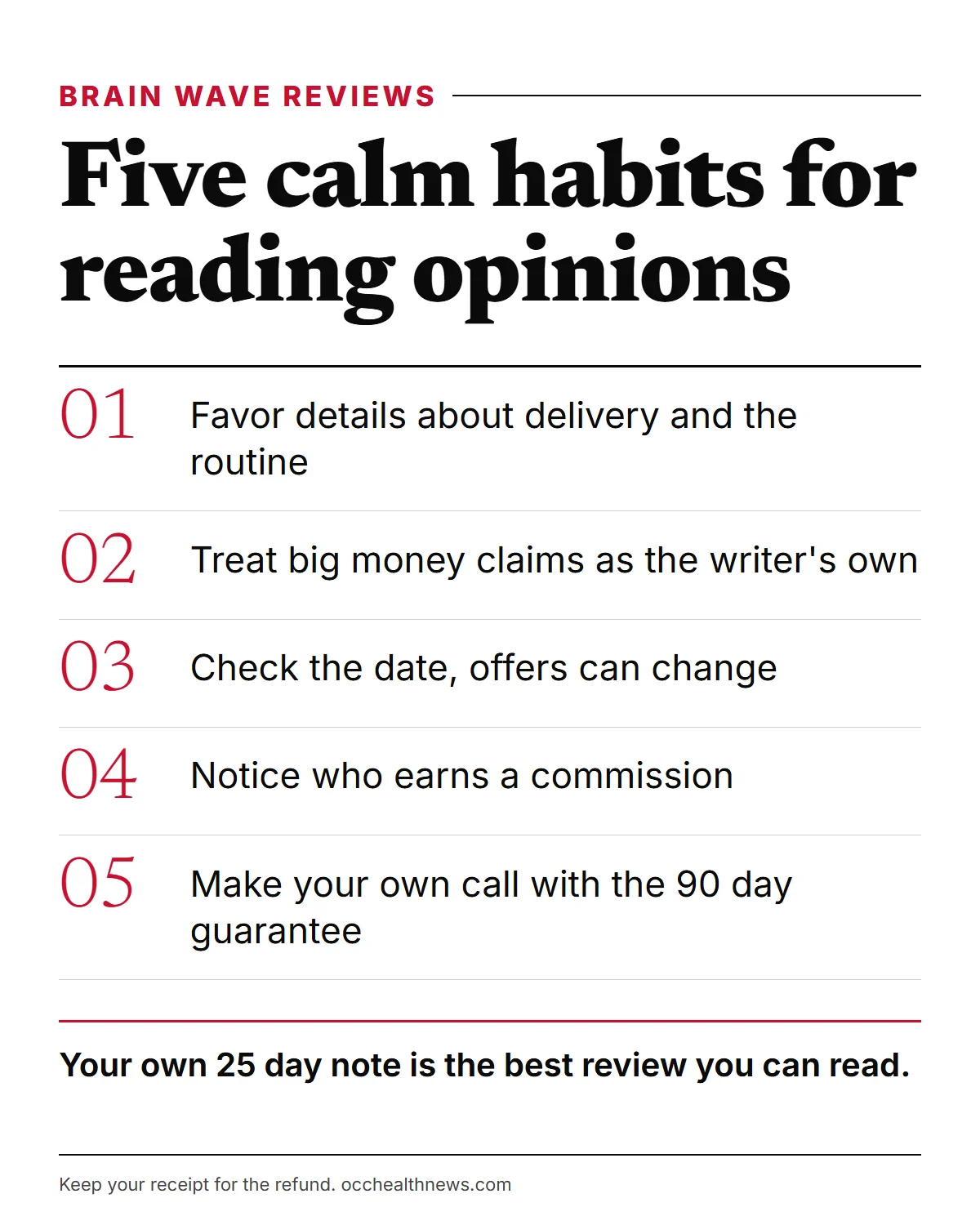 Billionaire Brain Wave reviews: five calm habits for judging any review you read