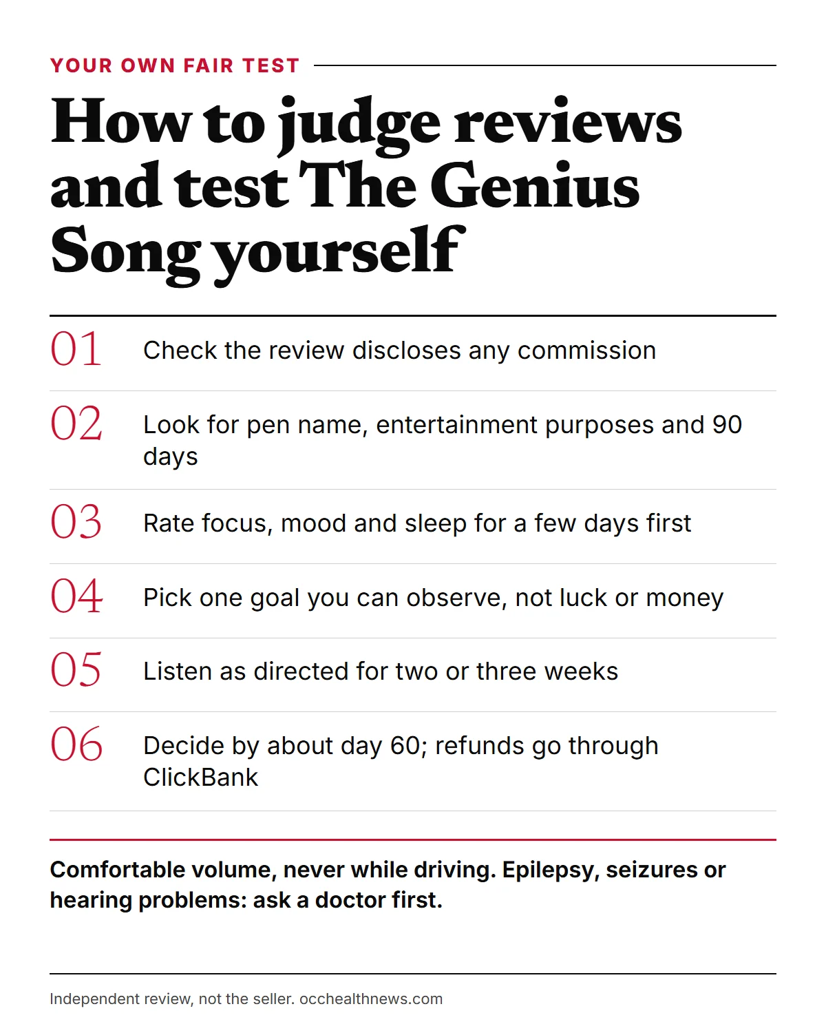 The Genius Song reviews infographic: five steps to judge a review