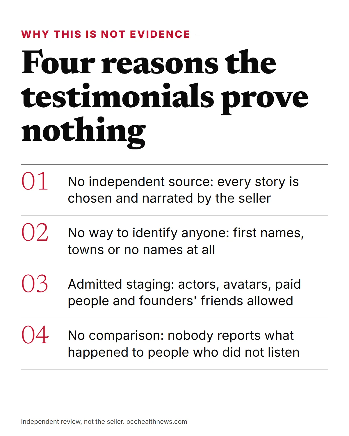 Reviews on The Genius Song infographic: four reasons seller's testimonials are not evidence